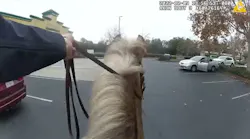 Two members of the Folsom, CA, Police Department's mounted patrol chased down three suspects accused of stealing over $10,000 in merchandise from two stores last week.