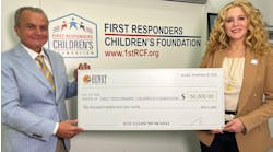 Henry Repeating Arms CEO &amp; Founder Anthony Imperato (L) presenting a $50,000 donation to First Responders Children&rsquo;s Foundation President &amp; CEO Jillian Crane (R) at the organization&rsquo;s headquarters in New York City.