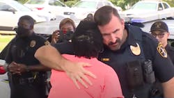 Days after a toddler was killed when a tree fell on her in July, Birmingham, AL, police officers surprised the child's mother in August by dropping off school supplies and clothing for her surviving children. Days after a toddler was killed when a tree fell on her in July, Birmingham, AL, police officers surprised the child's mother in August by dropping off school supplies and clothing for her surviving children.