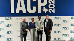 From left to right: Julio Valcarcel, Vice President of Sales, Leonardo; Chief Mirtha V. Ramos, Chief of Police, DeKalb County Police Department; Officer Deandre T. Brown; Chris McDonold, Chair of the Vehicle Crimes Committee and Executive Director of the Maryland vehicle Theft Prevention Council.