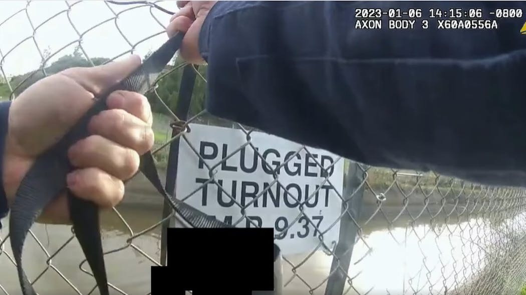 Antioch, CA, Police Officer Kyle Smith used a K-9's leash to pull a drowning man out of a canal Jan. 6.