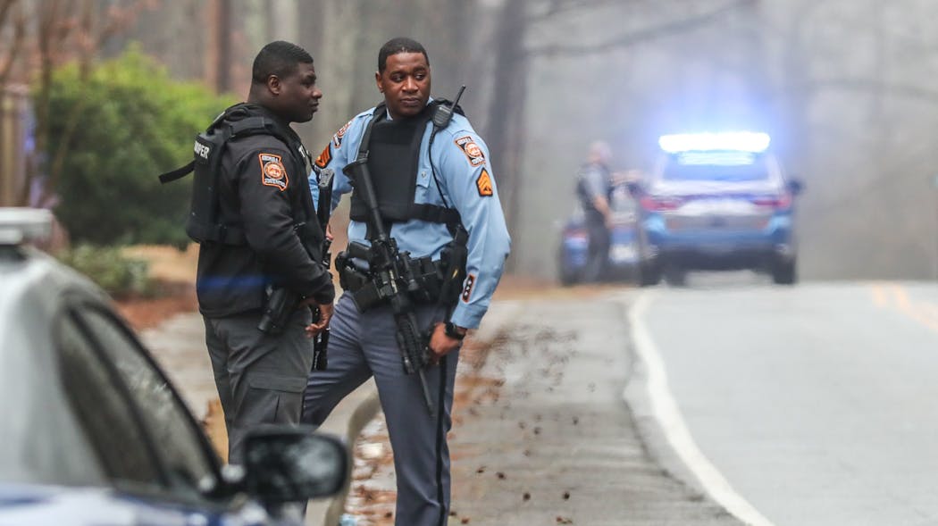 A Georgia State Patrol trooper was shot near a controversial proposed training center for the Atlanta Police Department on Wednesday.