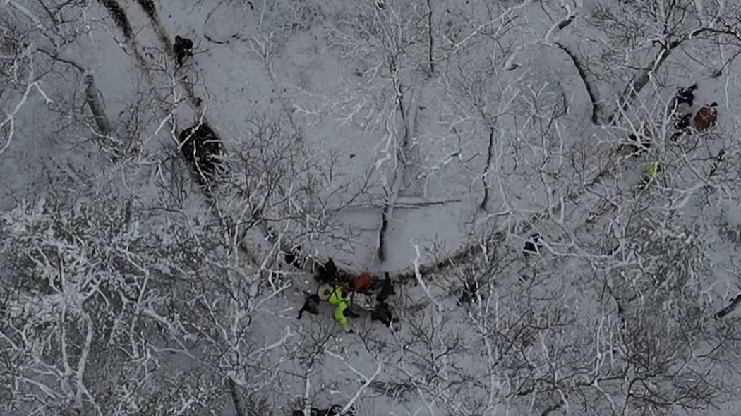 Upton, MA, police used an all-terrain vehicle and a drone to locate a hiker with a broken leg Tuesday. Upton, MA, police used an all-terrain vehicle and a drone to locate a hiker with a broken leg Tuesday.