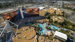 View of the Rio pool area at the Rio from the deck of the VooDoo Rooftop Nightclub & Lounge in May 2021 in Las Vegas. View of the Rio pool area at the Rio from the deck of the VooDoo Rooftop Nightclub & Lounge in May 2021 in Las Vegas.