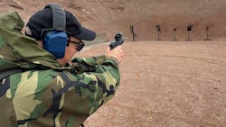 Lindsey shot Rock Island Armory's XT 22, a 22 magnum, 14 round, 1911 style design. It has a pinned 5'barrel, and a delayed blow back action. Although it has the same feel as a 1911, the grip radius is slightly longer to accomodate the laonger cartridge. This auto allowed the shooter to quick follow up shots on target, with light recoil and a good defensive cartridge. Lindsey shot Rock Island Armory's XT 22, a 22 magnum, 14 round, 1911 style design. It has a pinned 5'barrel, and a delayed blow back action. Although it has the same feel as a 1911, the grip radius is slightly longer to accomodate the laonger cartridge. This auto allowed the shooter to quick follow up shots on target, with light recoil and a good defensive cartridge.