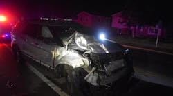 A Lake County, IL, sheriff's deputy was seriously injured Sunday when her cruiser collided with a pickup truck that was running a stop sign while the driver was opening a can of beer. A Lake County, IL, sheriff's deputy was seriously injured Sunday when her cruiser collided with a pickup truck that was running a stop sign while the driver was opening a can of beer.