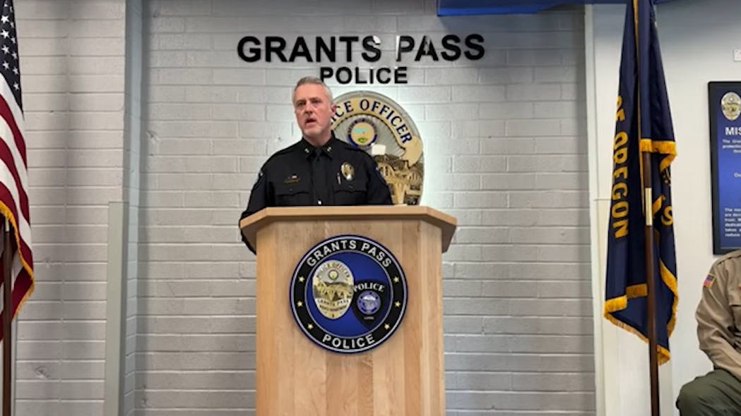 Grants Pass Police Chief Warren Hensman held a press conference to discuss the resolution to the Benjamin Foster Case. Grants Pass Police Chief Warren Hensman held a press conference to discuss the resolution to the Benjamin Foster Case.