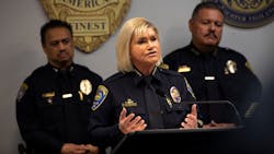 At press conference Tuesday, Chula Vista, CA, Police Chief Roxana Kennedy defends a new national program that allows officers in her city, San Diego and National City to hand out vouchers instead of citations for broken vehicle lights. At press conference Tuesday, Chula Vista, CA, Police Chief Roxana Kennedy defends a new national program that allows officers in her city, San Diego and National City to hand out vouchers instead of citations for broken vehicle lights.