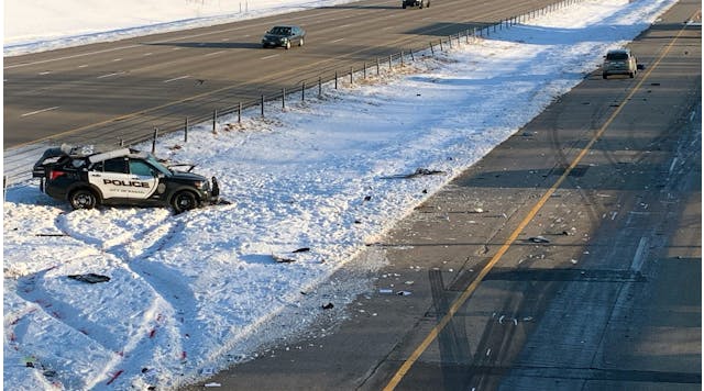 An Eagan, MN, police vehicle was involved in a serious injury crash March 14, shutting down a section of Interstate 35E.