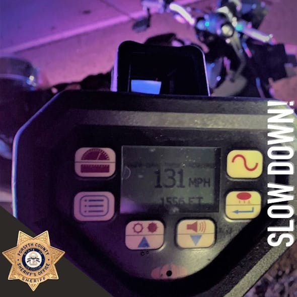 Forsyth County, GA, sheriff's deputies arrested a motorcyclist who was barreling down a highway at 131 mph because he was 'trying to beat the rain.'