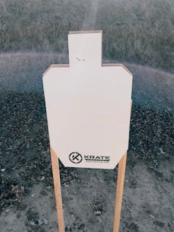 When we first got the Prodigy out to the range, Lindsey loaded up a magazine and stepped back 7 yards. This target, shot rapid fire, demonstrated the Prodigy was capable of serious accuracy.