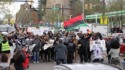 Marchers for Jayland Walker take to the streets of downtown Akron, OH, on Tuesday.
