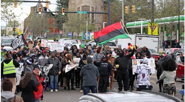 Marchers for Jayland Walker take to the streets of downtown Akron, OH, on Tuesday.