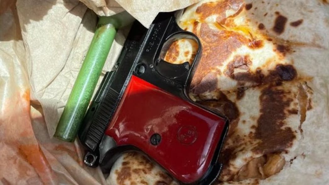 During a traffic stop Friday, Picayune, MS, police discovered a passenger in the vehicle trying to hide a handgun inside a Taco Bell quesadilla.