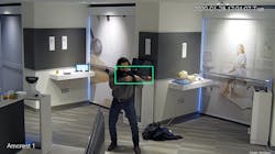 ZeroEyes&apos; gun-detection software for surveillance cameras is demonstrated in a trial run with a replica gun.