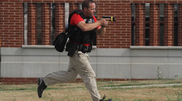 A police officer participates in an active shooter training session in 2018 in Indianola, Iowa.