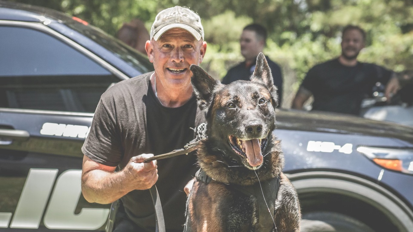 Shreveport, LA, Police K-9 Harrie with his handler, Sgt. Jeff Hammer.