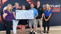 Streamlight recently presented a check for $144,500 to Concerns of Police Survivors (C.O.P.S) to assist survivors of fallen heroes. Pictured left to right: C.O.P.S. Past National President Madeline Neumann; C.O.P.S Executive Director Dianne Bernhard; C.O.P.S. National President Patricia Carruth; Streamlight Board of Directors member Clayton French; Streamlight Sales Manager Brett Marquardt, and C.O.P.S Director of Development Lauren Crisman. Streamlight recently presented a check for $144,500 to Concerns of Police Survivors (C.O.P.S) to assist survivors of fallen heroes. Pictured left to right: C.O.P.S. Past National President Madeline Neumann; C.O.P.S Executive Director Dianne Bernhard; C.O.P.S. National President Patricia Carruth; Streamlight Board of Directors member Clayton French; Streamlight Sales Manager Brett Marquardt, and C.O.P.S Director of Development Lauren Crisman.