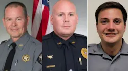 Carroll County Deputy Jay Repetto (from left), Carrolton Police Sgt. Rob Holloway and Villa Rica Police Officer Chase Gordy were each shot during the chase and gunbattle in 2021.