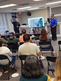 Members of the Brookhaven Police Department speak to the community about its Drone as First Responder (DFR) program.