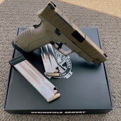 The Springfield XD-M Elite 10mm Has a polymer frame, hammer forged barrel, and Melonite coated slide. The slide has an optic cut, and the gun comes with adapter plates. The Springfield XD-M Elite 10mm Has a polymer frame, hammer forged barrel, and Melonite coated slide. The slide has an optic cut, and the gun comes with adapter plates.