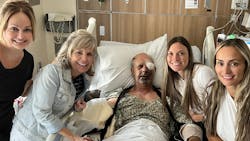 Washington County, OR, Sheriff&apos;s Deputy Charles Doz&eacute;&mdash;seen here with his family&mdash;faces multiple surgeries as he recovers from a shooting while serving an eviction in late July.