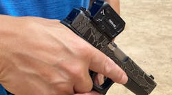 The RFX45 Mounted neatly on Lindsey&apos;s Glock 17. Despite the fact that it is on an adapter plate, it still sits very low on the slide. If this gun had suppressor height sights, it would co-witness.