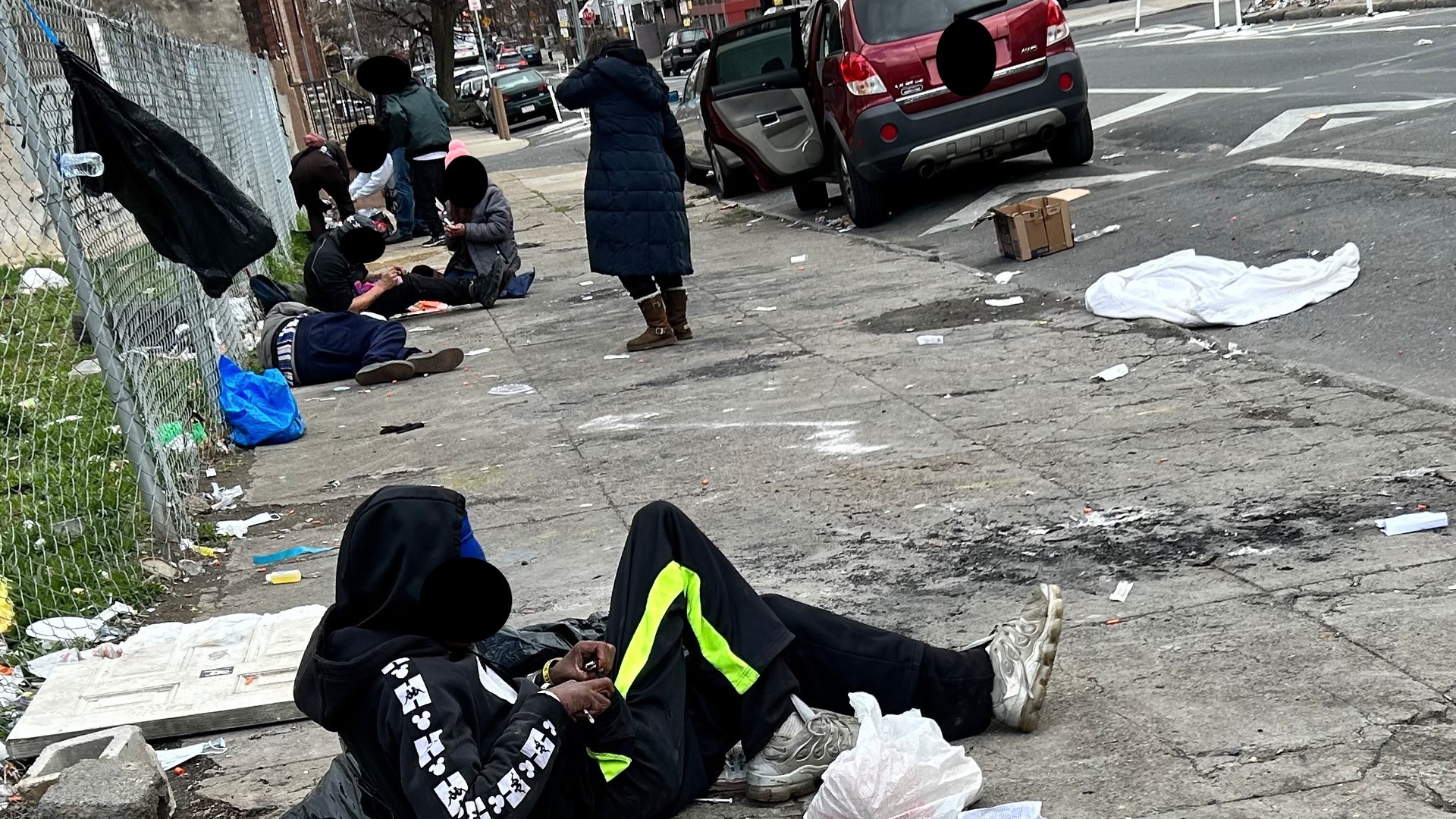 1 Street Scene Showing Open Narcotic Usage In Kensington, Philadelphia