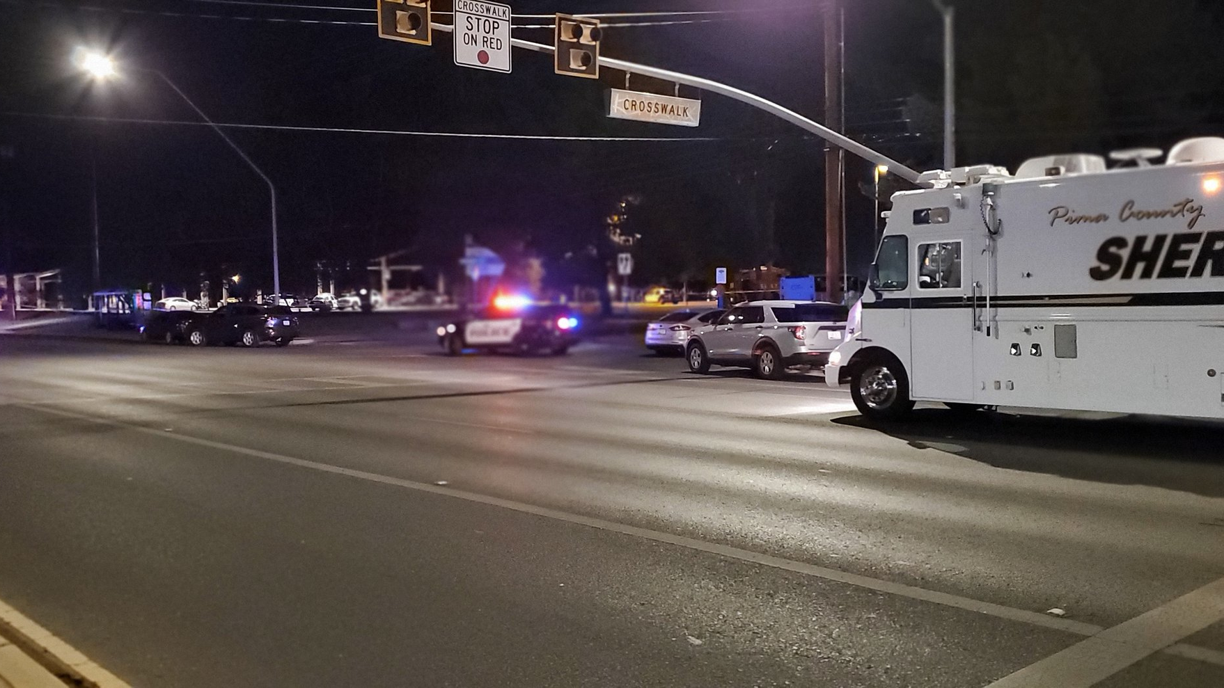 A Tucson, AZ, police K-9 and a gunman were shot and wounded during a park shootout Sunday when officers responded to reports of an armed man in crisis.