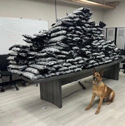 Rocco, a K-9 who has been with the Blue Island, IL, Police Department for only three months, helped seize nearly 500 pounds of marijuana in a massive drug bust last week Rocco, a K-9 who has been with the Blue Island, IL, Police Department for only three months, helped seize nearly 500 pounds of marijuana in a massive drug bust last week