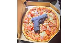Kern County, CA, sheriff&apos;s deputies discovered a loaded gun on top of a pizza in a pizza box during a traffic stop Tuesday in Rosamund.