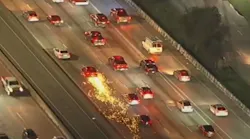 Chase suspect takes off after fiery crash with dog following behind