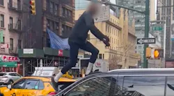 Man steals car in NYC, crashes into taxi, climbs onto moving SUV during police chase