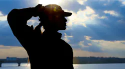 Female soldier saluting