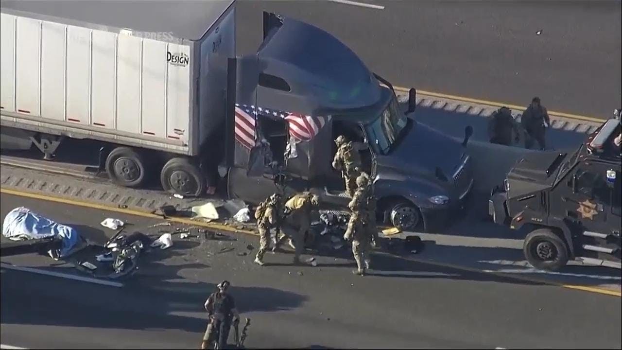 Texas highway chase ends with police ripping apart truck's cab and pulling the driver out