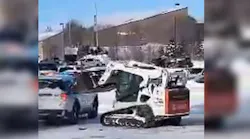 WATCH: Man reportedly rams vehicles at Home Depot with a skid-steer loader