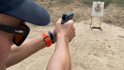 Lindsey uses an &apos;old school&apos; M1911, and carries one too. Here he is practicing trigger technique. It is a meditative process of pressing the trigger slowly to the rear, imagining he is trying to touch his nose with his trigger finger.