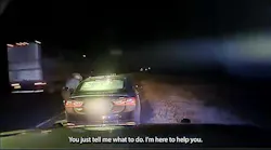 DASHCAM VIDEO: Arkansas State Police trooper helps man stranded on side of road in freezing weath