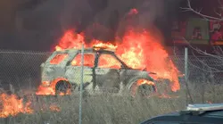 Police cruisers catch fire after chase in Oklahoma City