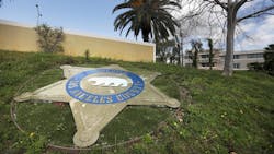 EAST LOS ANGELES, CA MARCH 7, 2019: Entrance to the parking area of the East Los Angeles Sheriff&iacute;s station in East Los Angeles, CA March 7, 2019. Several new sheriff&apos;s deputies working in East L.A. allege that they were hazed by older deputies belonging to the Banditos, a clique known to harass young Latino officers in East L.A.