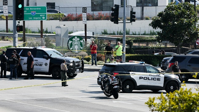 A Los Angeles County sheriff’s deputy was shot on the 10 Freeway in West Covina, California, on Monday.