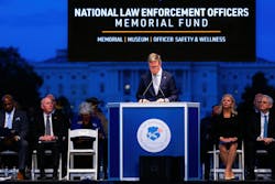 Bill Alexander, the CEO of the National Law Enforcement Officers Memorial Fund, speaks at the 36th Annual Candlelight Vigil on the National Mall in Washington, D.C., on May 13.