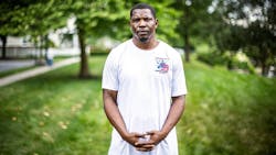 Dushawn Beecher, 33, credits a Harrisburg, PA, police officer with saving his life at he was shot when gunfire broke out in the city&apos;s downtown June 2.