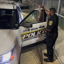 Groton, CT, police had to call in a &apos;critter cop&apos; to retrieve a ball python that had escaped its box and got loose in a cruiser Tuesday while officers were transporting it after it was discovered on someone&apos;s porch.