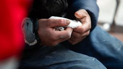 Portland Fire and Rescue&apos;s CHAT 1 team checked in on this person, who appeared to possibly be suffering from an opiate overdose, in downtown Portland on Wed., Feb. 7, 2024..