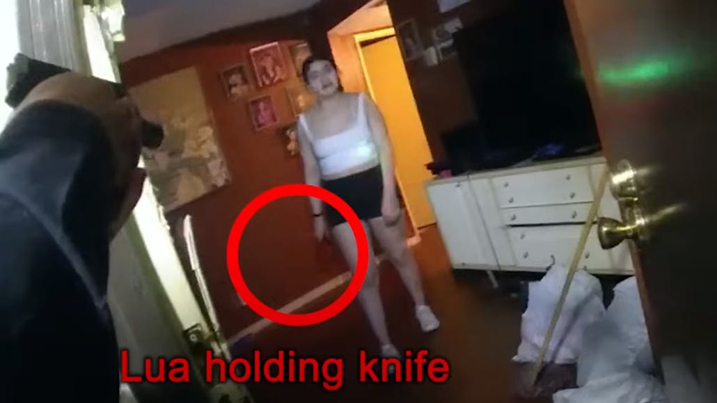 Video: LAPD Officers Stop Knife-Wielding Woman Threatening Family