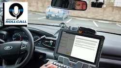 An officer uses Axon's Draft One, which can use auto-transcribed body-worn camera audio and other features to generate police report narratives. An officer uses Axon's Draft One, which can use auto-transcribed body-worn camera audio and other features to generate police report narratives.