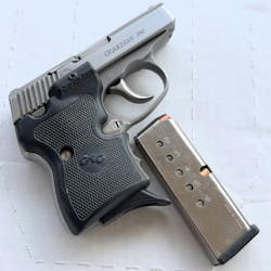 This is Lindsey's North American Arms Guardian 380. Its a little heavier than most pocket guns, which makes it easy to shoot. It is incredibly reliable. This is Lindsey's North American Arms Guardian 380. Its a little heavier than most pocket guns, which makes it easy to shoot. It is incredibly reliable.