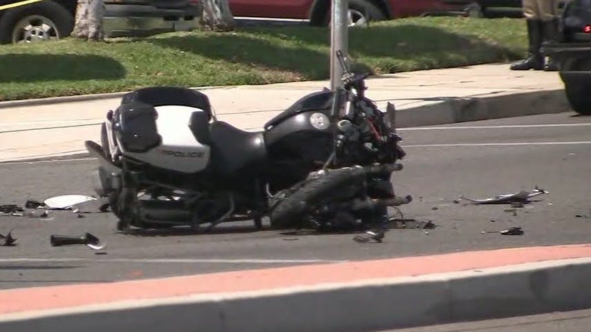 Calif. Police Officer on Motorcycle Hospitalized after Collision