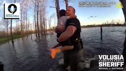 A Volusia County, FL, sheriff's deputy rescues a 5-year-old autistic boy who was clinging to a log in the middle of a pond. A Volusia County, FL, sheriff's deputy rescues a 5-year-old autistic boy who was clinging to a log in the middle of a pond.